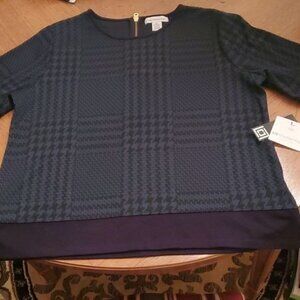 Liz Claiborne Zippered Pullover Sweater SS Sz. XL Top‎ Tunic